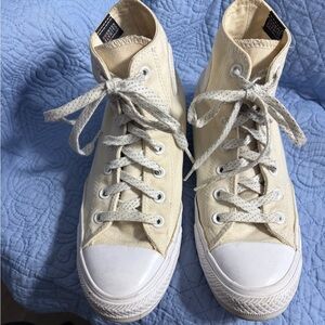 Converse Cream High-Top Sneakers Ladies size 8/ Men’s size 6.